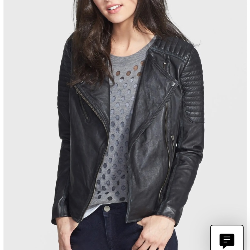Treasure & Bond- Nordstrom Black Quilted Leather Jacket-Medium